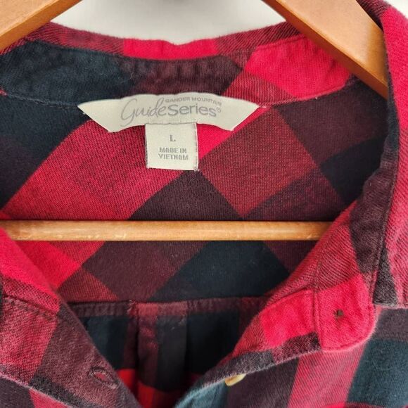 Red Buffalo Plaid Flannel Button Down  Gander Mountain Guide Series Women's Larg - Picture 3 of 4